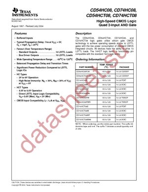 CD74HC08MTE4 datasheet  